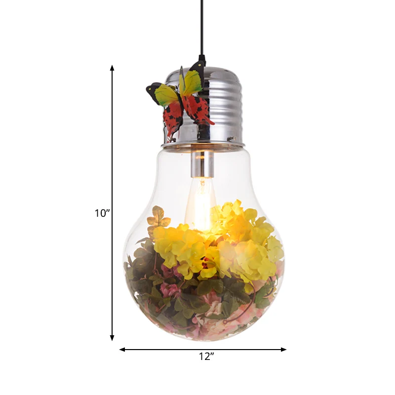 Lampvorm restaurant hanglamp art deco helder glas 1-kops zilveren bloem neerwaartse verlichtingshanger, 6"/8,5"/12" W Clea...