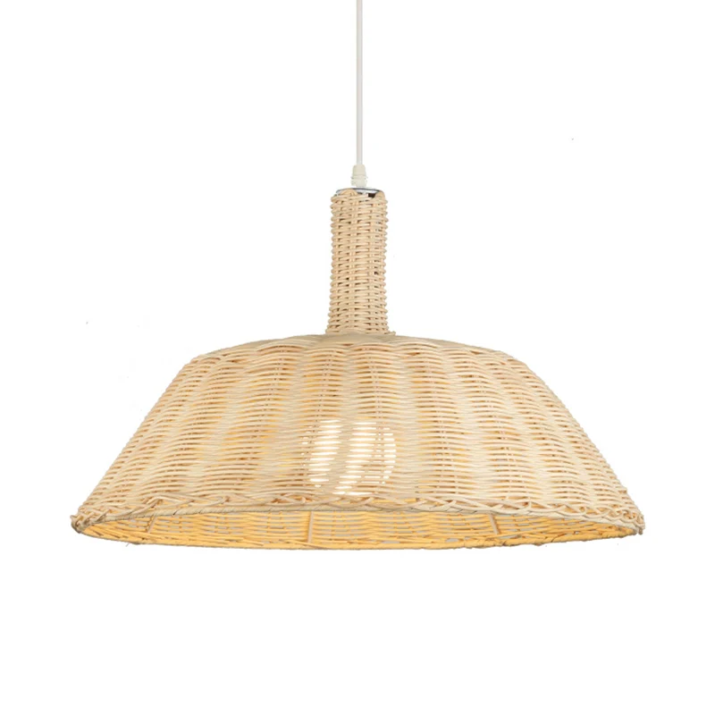 Landelijke handgeweven hanglamp met schuurkap rotan 15"/19" W 1 lamp binnen hanglamp beige Clearhalo