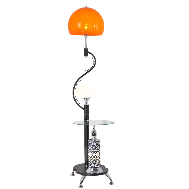 Landelijke koepelvloerverlichting, 2 lampen, acryl opstaande lamp met tafel voor woonkamer Clearhalo
