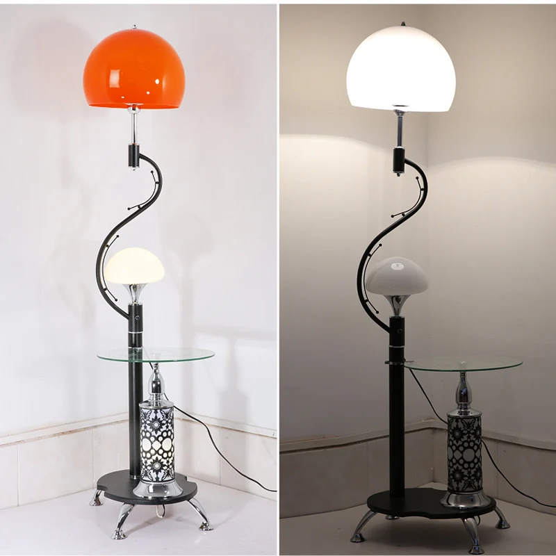 Landelijke koepelvloerverlichting, 2 lampen, acryl opstaande lamp met tafel voor woonkamer Clearhalo