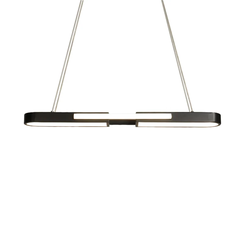 Langwerpige acryl hanglampset, eenvoudige stijl zwart/goud LED-eilandlamp warm/wit licht voor eetkamer Clearhalo
