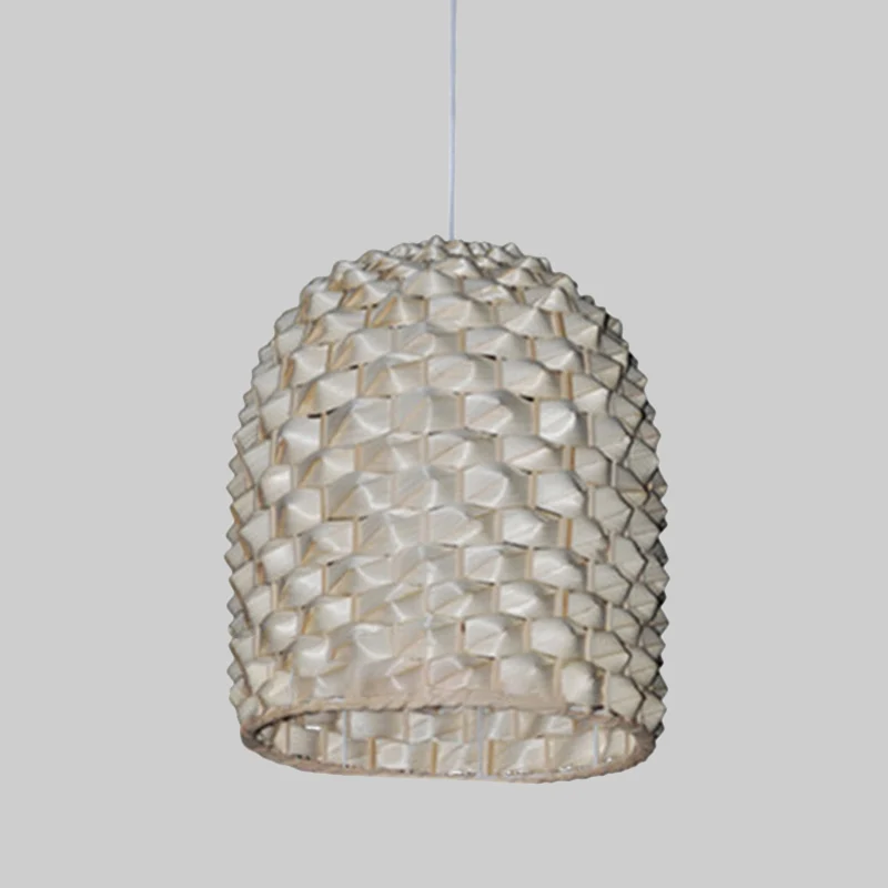 Langwerpige koepelvormige hanglamp Chinese bamboe 1-lamps plafondophanglamp beige Clearhalo