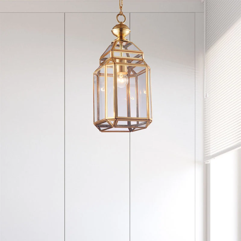 Lantaarn helder glas hanglamp kolonialistische enkele lamp eetkamer hanglamp Clearhalo