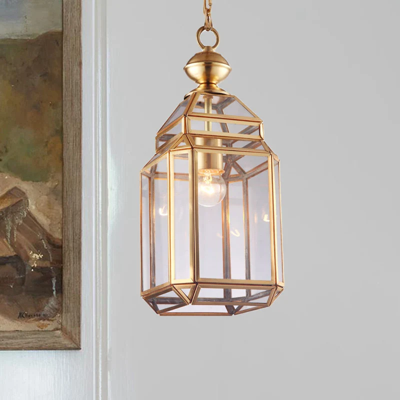 Lantaarn helder glas hanglamp kolonialistische enkele lamp eetkamer hanglamp Clearhalo