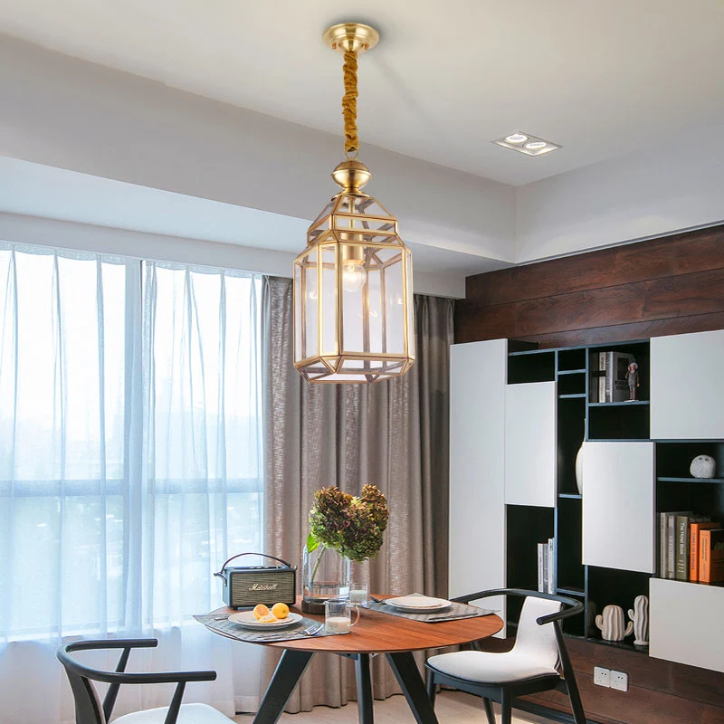 Lantaarn helder glas hanglamp kolonialistische enkele lamp eetkamer hanglamp Clearhalo
