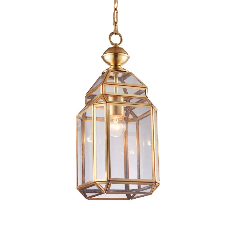 Lantaarn helder glas hanglamp kolonialistische enkele lamp eetkamer hanglamp Clearhalo