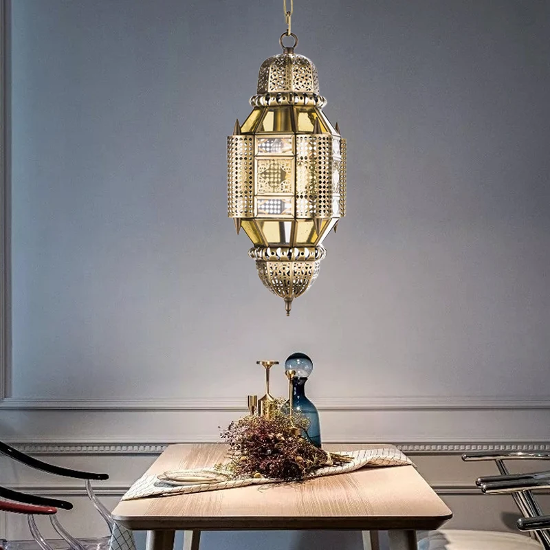 Lantaarn metalen hangende kroonluchter Arabische 3 lampen hal plafond hanglamp messing Clearhalo
