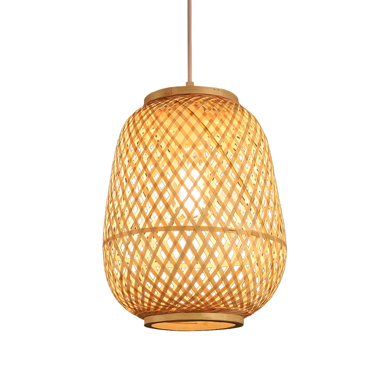 Lantaarn Schaduwrijke Bamboe Ophangverlichting Minimalistische 1-koppige Houten Hangende Plafondlamp Clearhalo