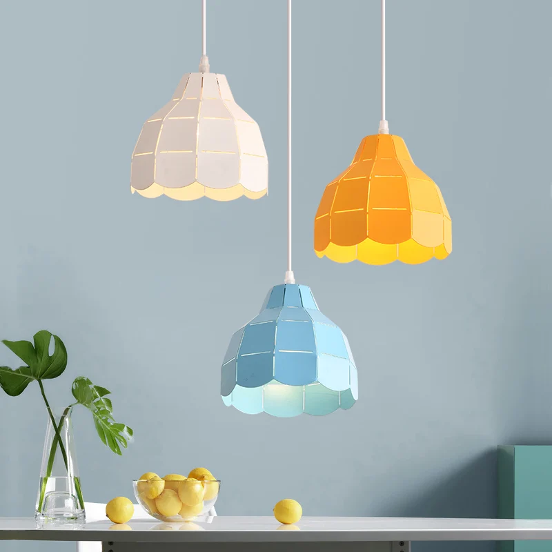 Lasergesneden bloemen aluminium druppelhanger Macaron 1 lamp groen/geel/grijs hangend lichtarmatuur Clearhalo
