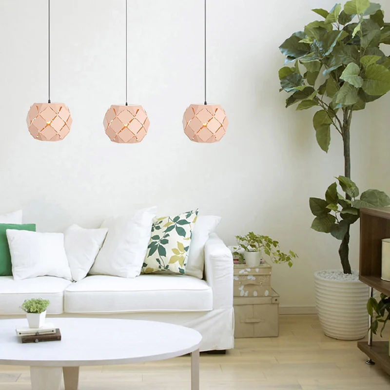Lasergesneden hanglamp minimalistisch metaal 1-lichts woonkamer hanglamp roze Clearhalo