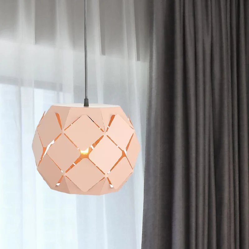 Lasergesneden hanglamp minimalistisch metaal 1-lichts woonkamer hanglamp roze Clearhalo