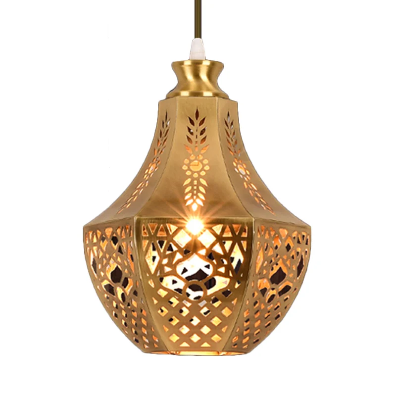 Lasergesneden plafondlamp decoratief metaal 1 lamp hangend verlichtingsarmatuur messing Clearhalo