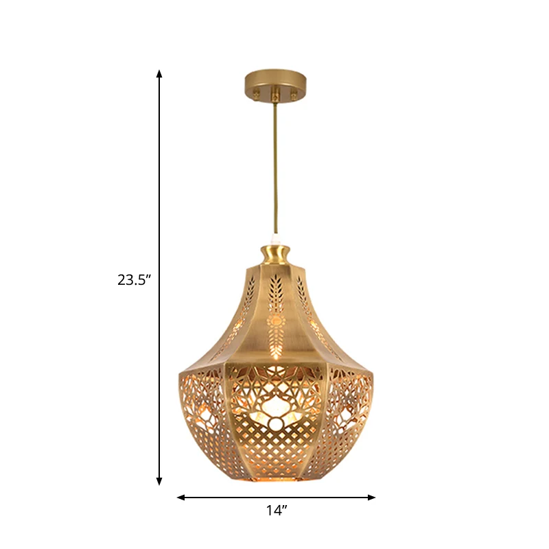 Lasergesneden plafondlamp decoratief metaal 1 lamp hangend verlichtingsarmatuur messing Clearhalo