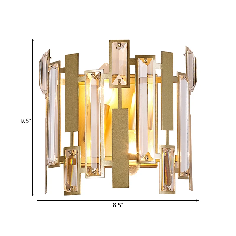 Lasergesneden schanslicht traditioneel kristal 2 lampen gouden wandlamp voor woonkamer Clearhalo