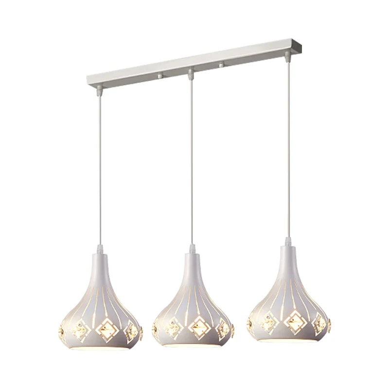 Lasergesneden urnvormige clusterhanger moderne ijzeren 3-lichts eetkamer slingerlamp wit Clearhalo