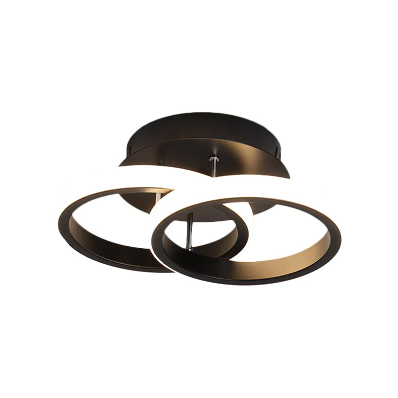 LED Corridor semi-inbouw eenvoudig zwart plafondarmatuur met vierkante/ronde metalen kap warm/wit licht Clearhalo