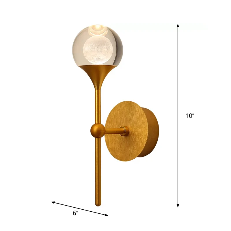 LED Crystal Wallchiere Traditionele Gouden Bal Slaapkamer Wandmontage Lichtarmatuur Clearhalo