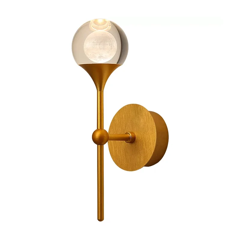 LED Crystal Wallchiere Traditionele Gouden Bal Slaapkamer Wandmontage Lichtarmatuur Clearhalo
