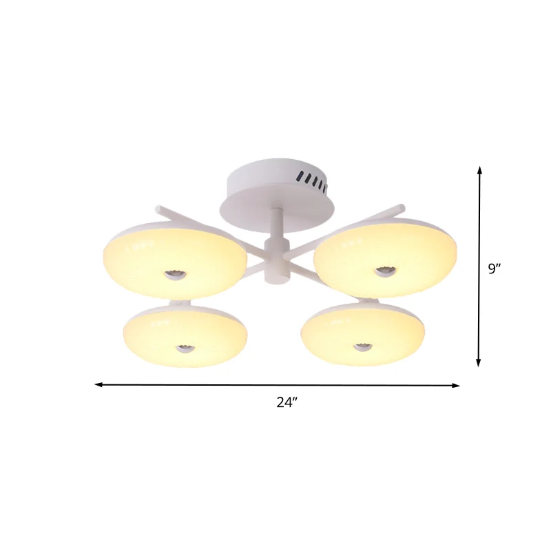 LED Restaurant Inbouwlamp Minimalistisch Wit Semi-plafond Inbouwmontage met Donut Acryl Schaduw, 22"/24" W Clearhalo
