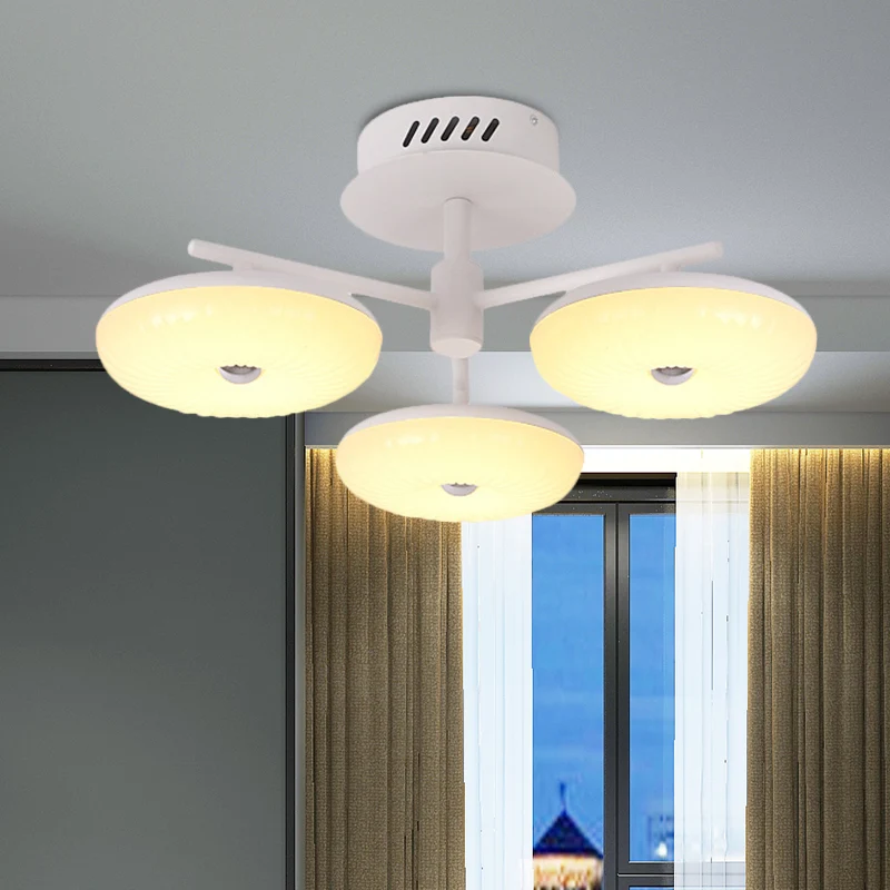 LED Restaurant Inbouwlamp Minimalistisch Wit Semi-plafond Inbouwmontage met Donut Acryl Schaduw, 22"/24" W Clearhalo
