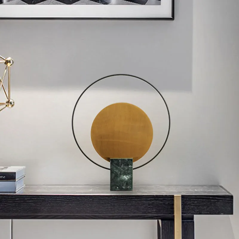 LED ronde tafellamp modernisme metalen kleine bureaulamp groen met rechthoekige marmeren voet Clearhalo