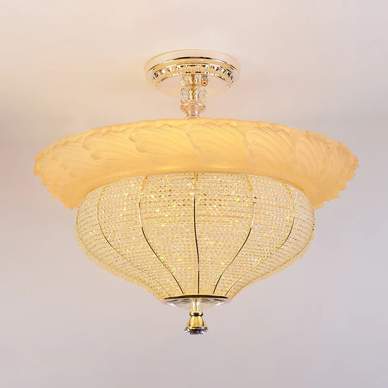LED semi-inbouw industriële urnvorm met kristallen ingelegd dichtbij plafondlamp goud Clearhalo