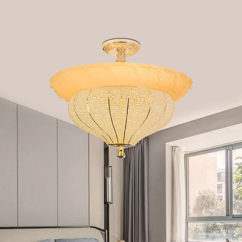LED semi-inbouw industriële urnvorm met kristallen ingelegd dichtbij plafondlamp goud Clearhalo