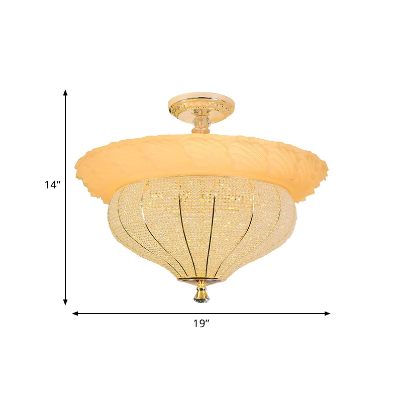 LED semi-inbouw industriële urnvorm met kristallen ingelegd dichtbij plafondlamp goud Clearhalo