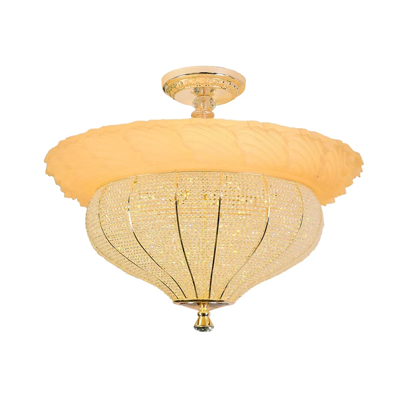 LED semi-inbouw industriële urnvorm met kristallen ingelegd dichtbij plafondlamp goud Clearhalo