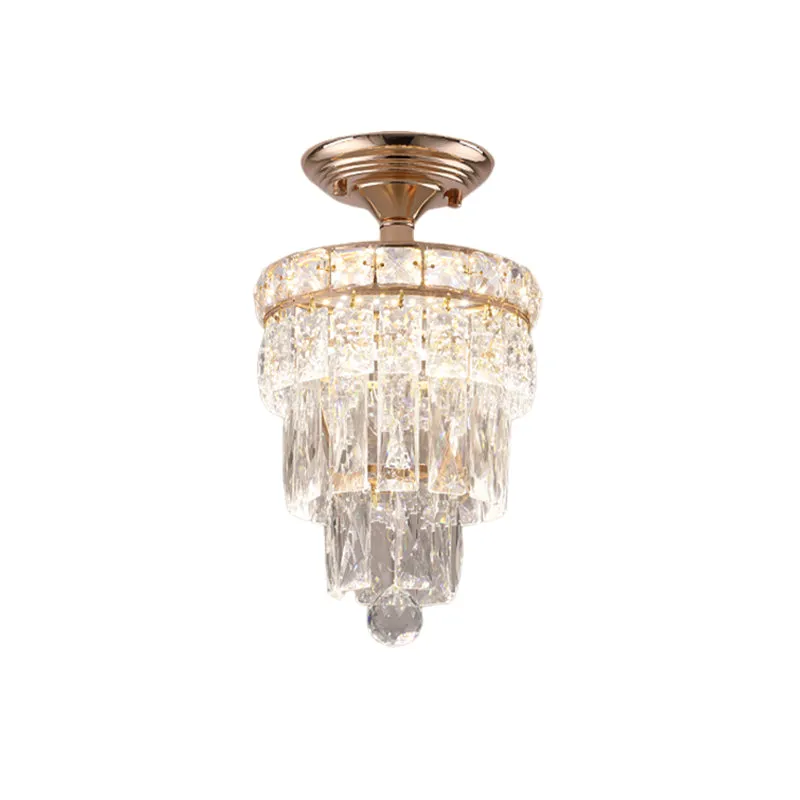 LED semi-inbouw plafondlamp modernistische gelaagde taps toelopende rechthoekige geslepen kristallen inbouwlamp goud Clear...