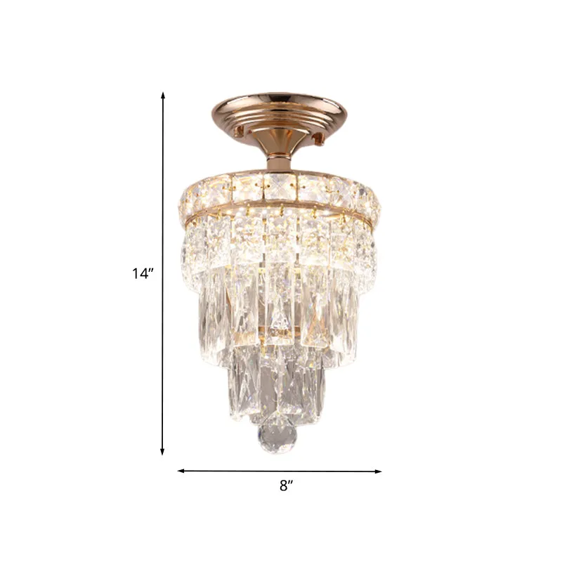 LED semi-inbouw plafondlamp modernistische gelaagde taps toelopende rechthoekige geslepen kristallen inbouwlamp goud Clear...