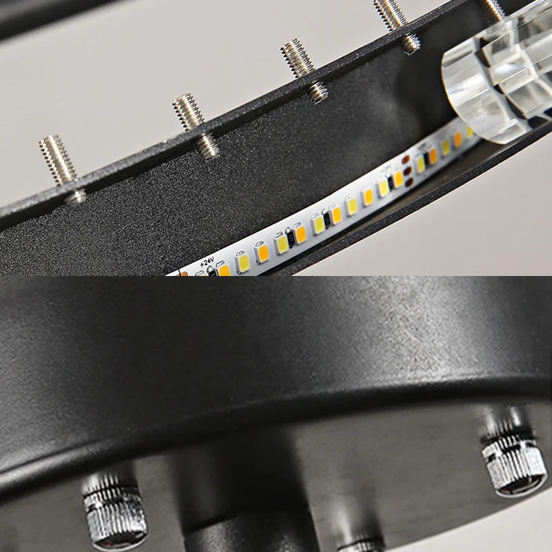 LED semi-inbouwlamp moderne cirkel kristallen staaf plafondlamp zwart Clearhalo