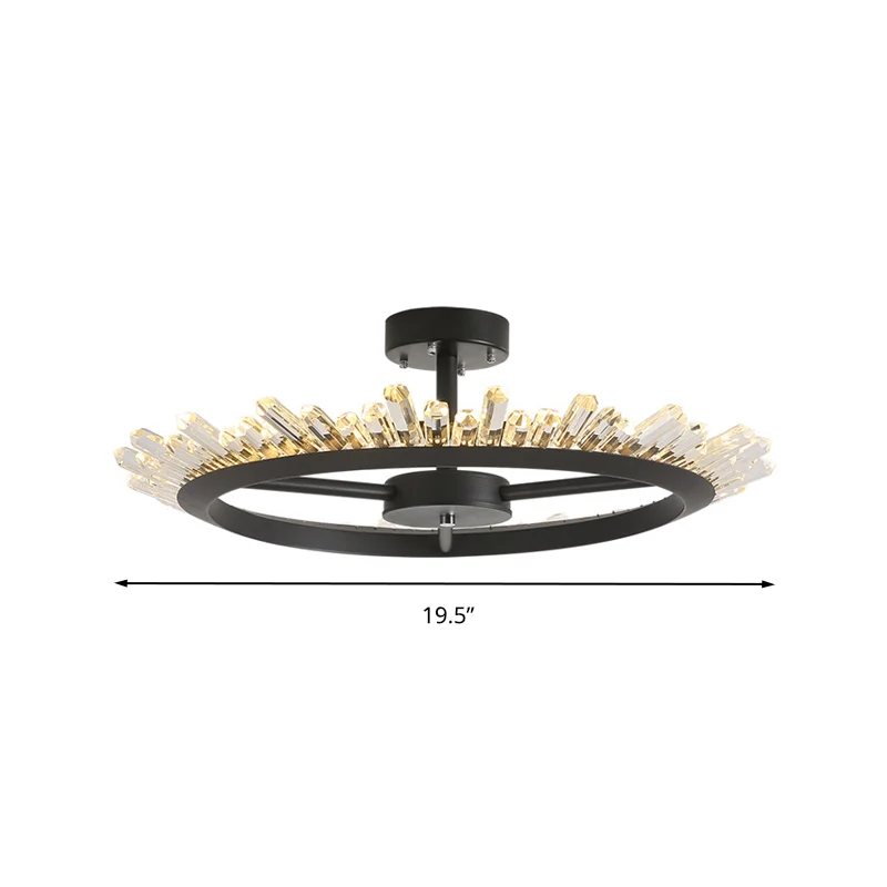 LED semi-inbouwlamp moderne cirkel kristallen staaf plafondlamp zwart Clearhalo