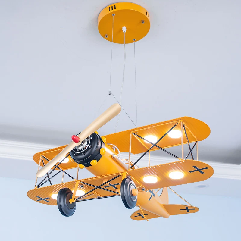 LED tweedekker hanglamp set cartoon metallic geel/donkerblauw-geel/blauw kroonluchterverlichting voor kinderkamer Clearhalo
