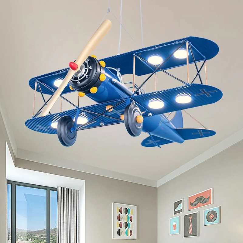 LED tweedekker hanglamp set cartoon metallic geel/donkerblauw-geel/blauw kroonluchterverlichting voor kinderkamer Clearhalo