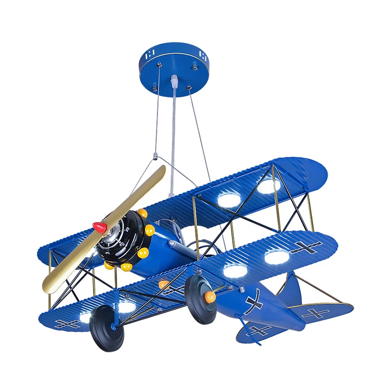 LED tweedekker hanglamp set cartoon metallic geel/donkerblauw-geel/blauw kroonluchterverlichting voor kinderkamer Clearhalo
