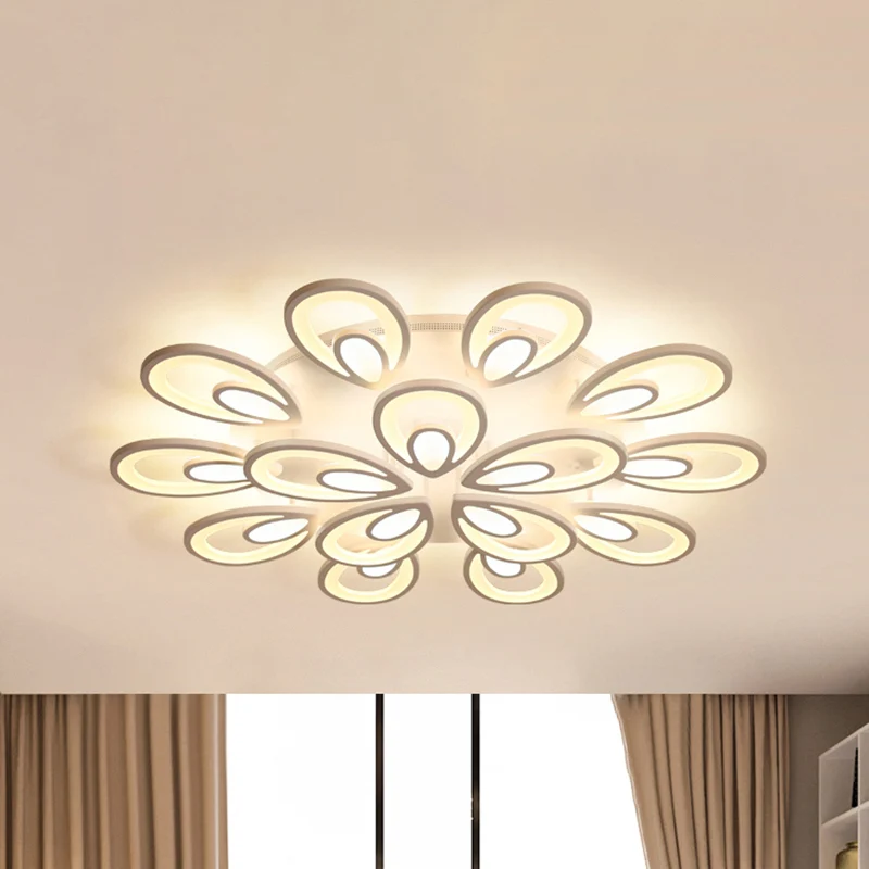 LED-bloemblaadje acryl inbouwlamp eigentijds 6/12/15 lichten wit plafondverlichtingsarmatuur warm / wit / natuurlijk licht...