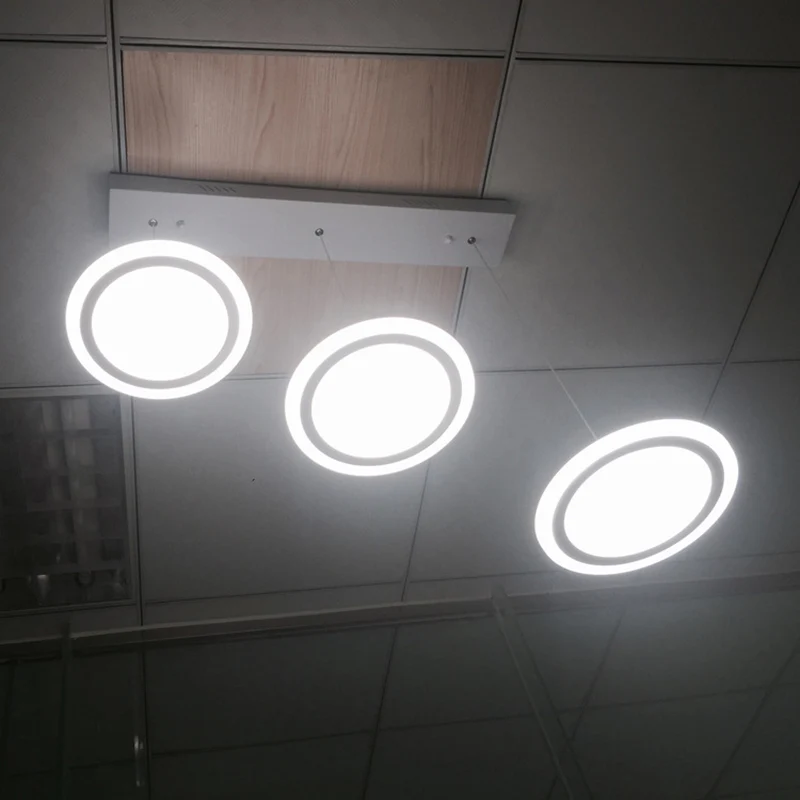 LED-cirkels ophangverlichting Minimalistische acryltrap Diner Multi-Light hanglamp wit Clearhalo