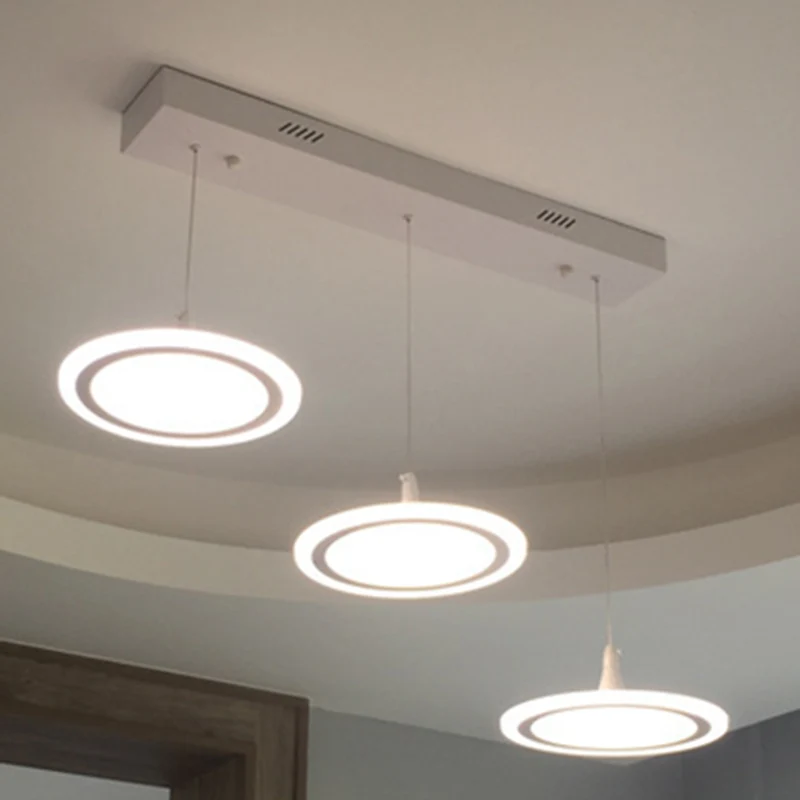 LED-cirkels ophangverlichting Minimalistische acryltrap Diner Multi-Light hanglamp wit Clearhalo
