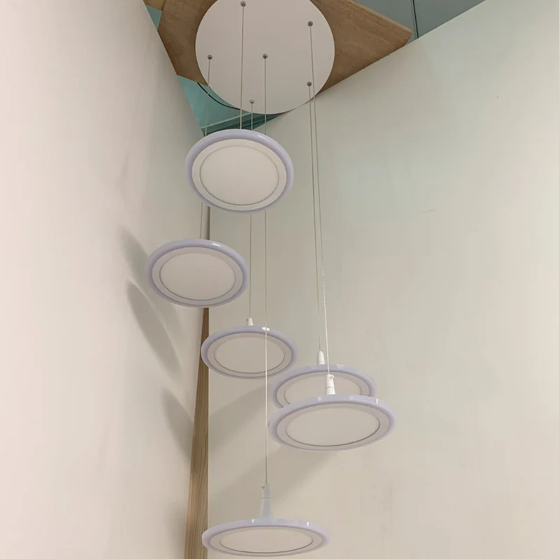 LED-cirkels ophangverlichting Minimalistische acryltrap Diner Multi-Light hanglamp wit Clearhalo
