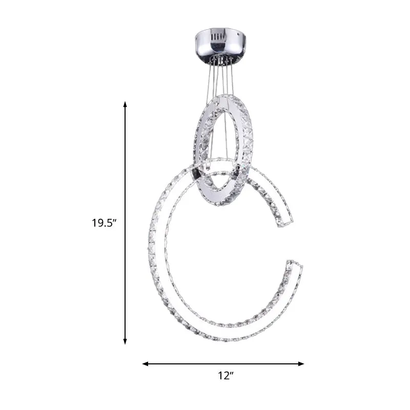 LED-woonkamerkroonluchterverlichting Chromen hanglamp met 2-laags afgeschuinde K9-kristallen kap warm / wit / 3 kleurenlic...