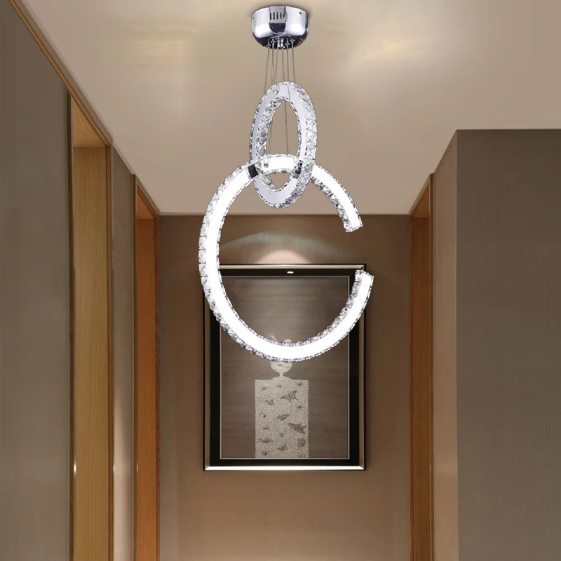LED-woonkamerkroonluchterverlichting Chromen hanglamp met 2-laags afgeschuinde K9-kristallen kap warm / wit / 3 kleurenlic...