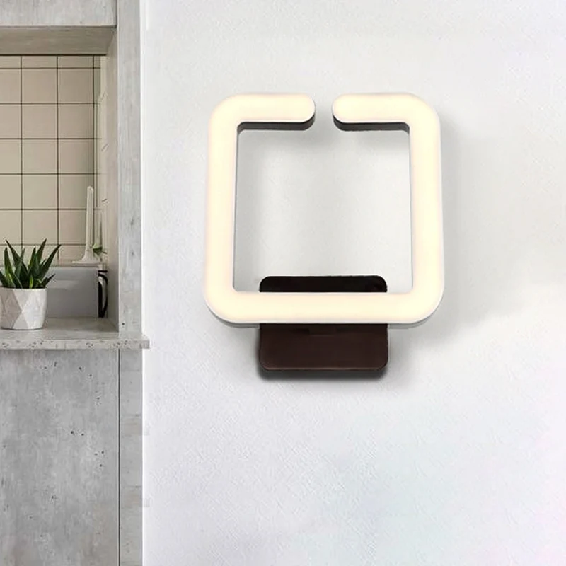 LED-woonkamerwandkandelaar met vierkant frame, acryl, 1 licht, eenvoudige wandverlichting warm/wit/natuurlijk licht Clearhalo