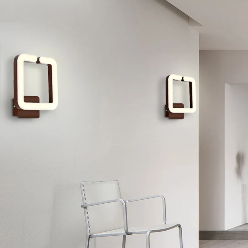 LED-woonkamerwandkandelaar met vierkant frame, acryl, 1 licht, eenvoudige wandverlichting warm/wit/natuurlijk licht Clearhalo