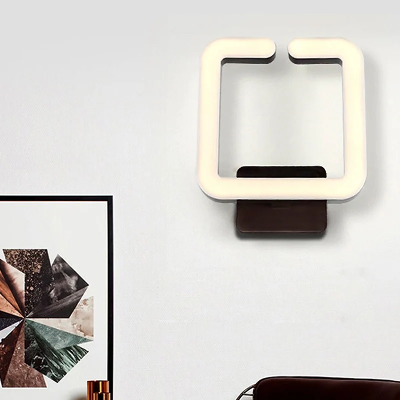 LED-woonkamerwandkandelaar met vierkant frame, acryl, 1 licht, eenvoudige wandverlichting warm/wit/natuurlijk licht Clearhalo