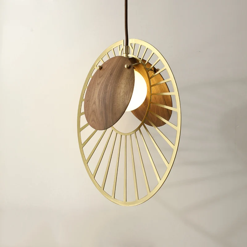 Legergroene draadhoed-hanglamp Modern creatief 1-lichts ijzeren plafondlamp met houten klemlampenkap Clearhalo