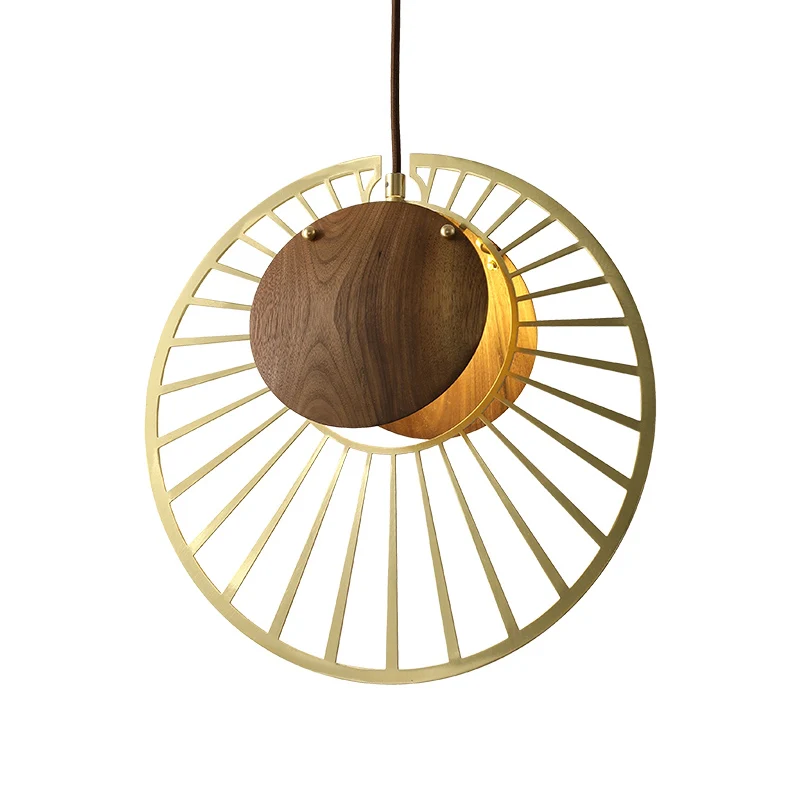 Legergroene draadhoed-hanglamp Modern creatief 1-lichts ijzeren plafondlamp met houten klemlampenkap Clearhalo