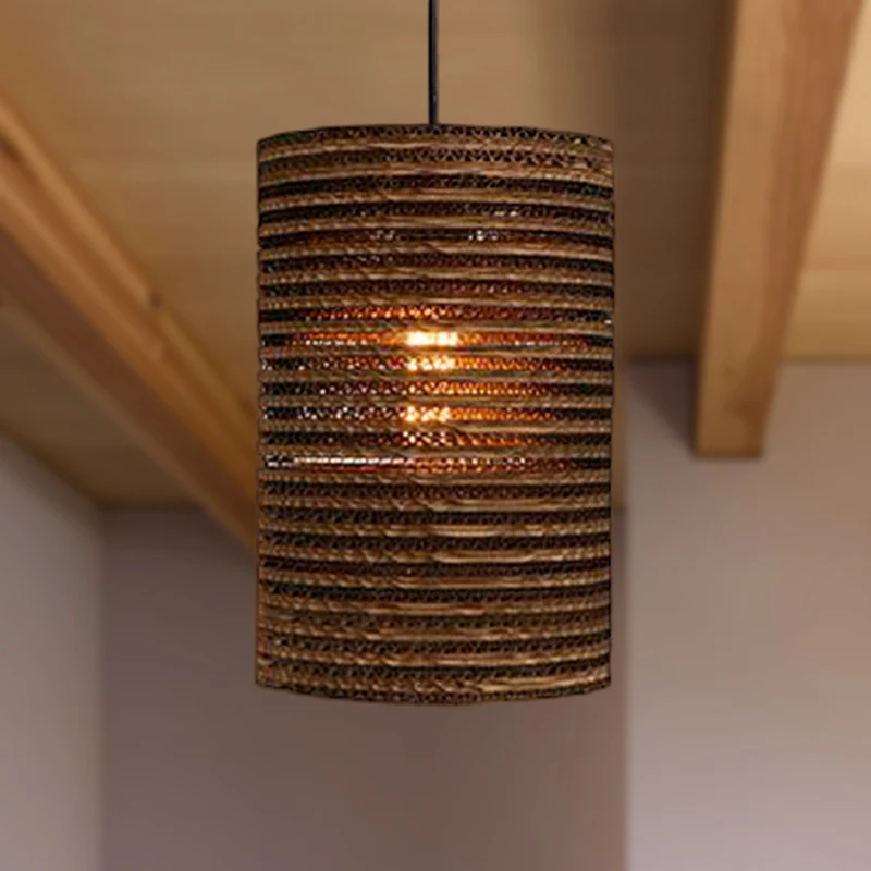 1 licht gegolfd papier hanglamp Aziatische stijl bruin hoge taille schaduw restaurant hanglamp Clearhalo