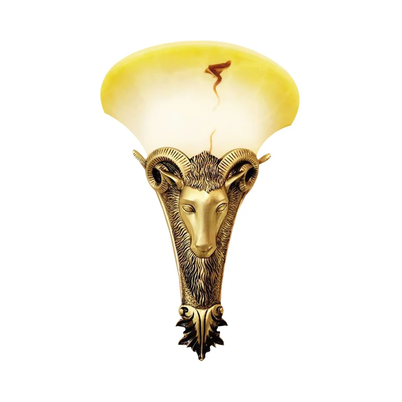 1 licht gegraveerde geit wandlamp schans retro gouden metalen wandverlichtingsarmatuur Clearhalo