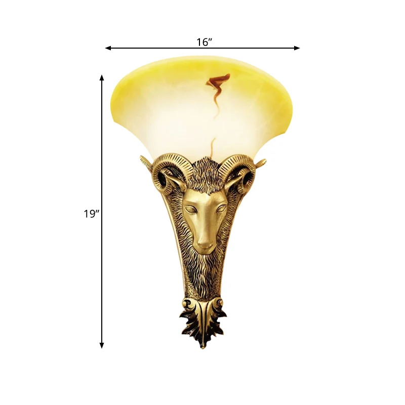 1 licht gegraveerde geit wandlamp schans retro gouden metalen wandverlichtingsarmatuur Clearhalo
